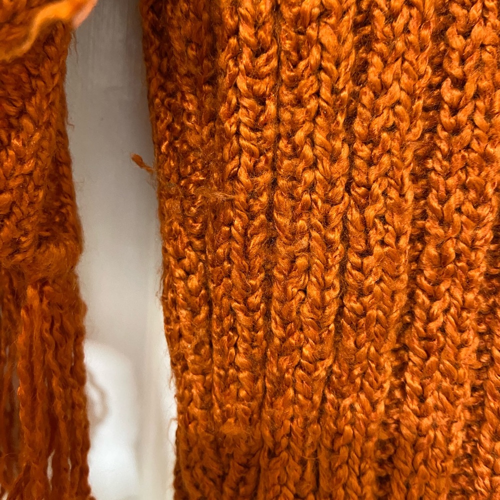 Women's Orange Fringe Sweater - Picture 6 of 7